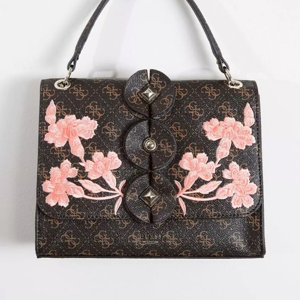 Guess Floral Embroidered Satchel Crossbody Bag – Vintage-Inspired